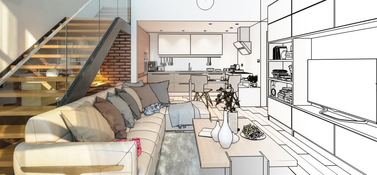 Modern Mansarde Apartment with Stairs (project) - panoramic 3d v